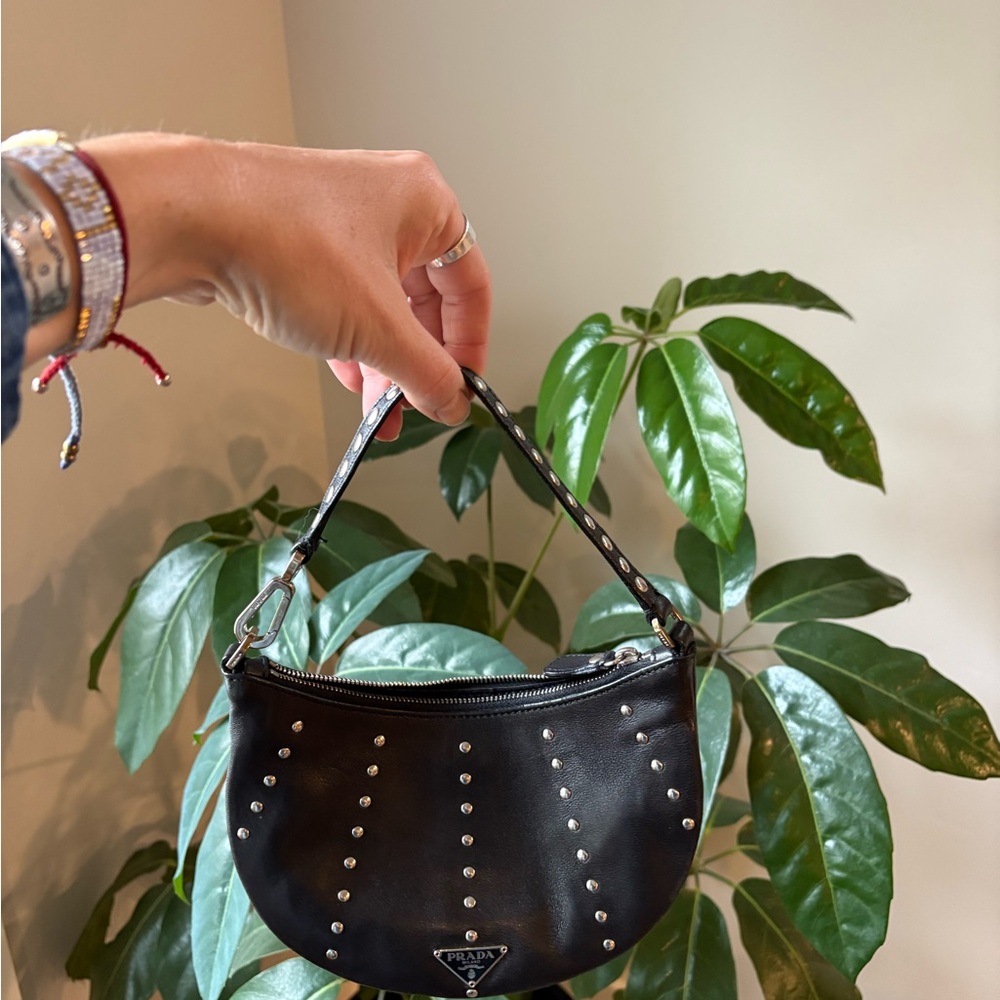 Early 2000’s Prada Black Calfskin Studded Wristlet
